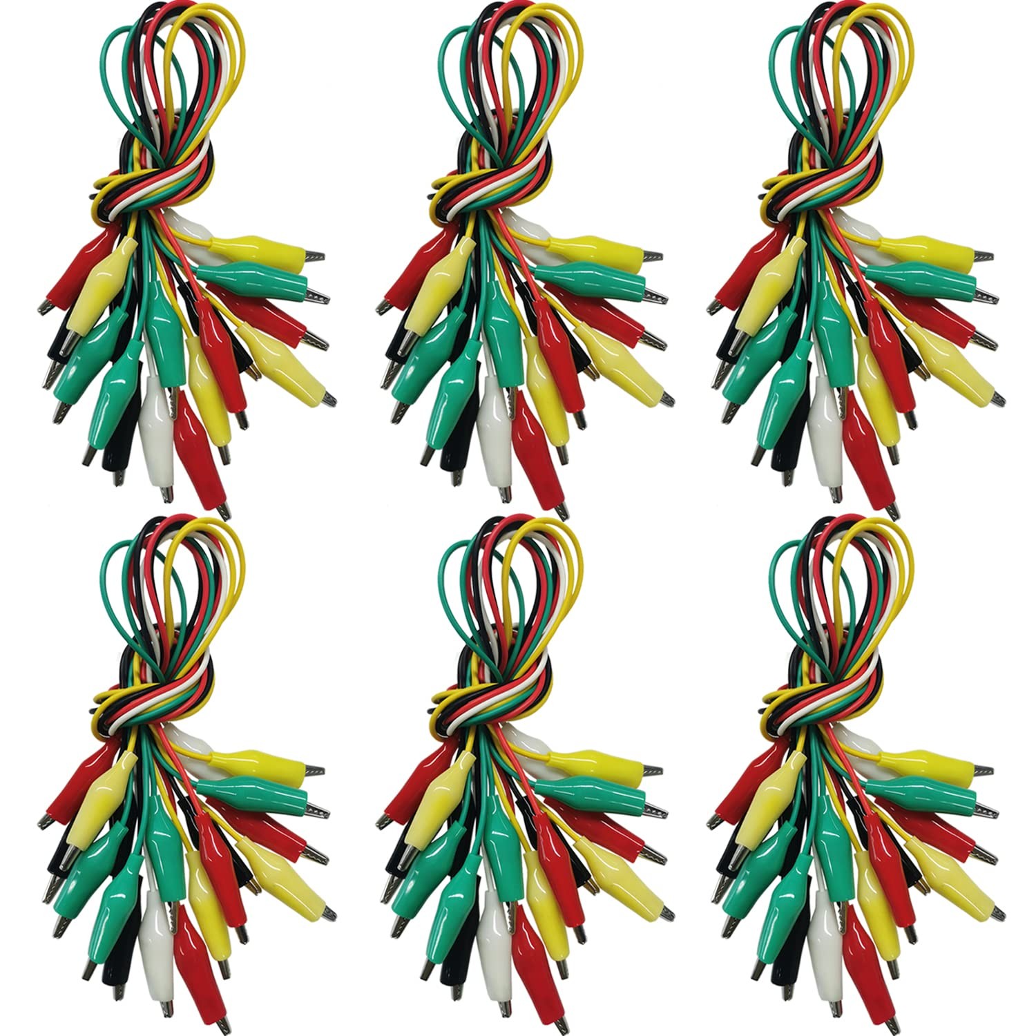 60pc Alligator Clips Test Leads Crocodile Electrical Jumper Wires 5 Colors 55cm