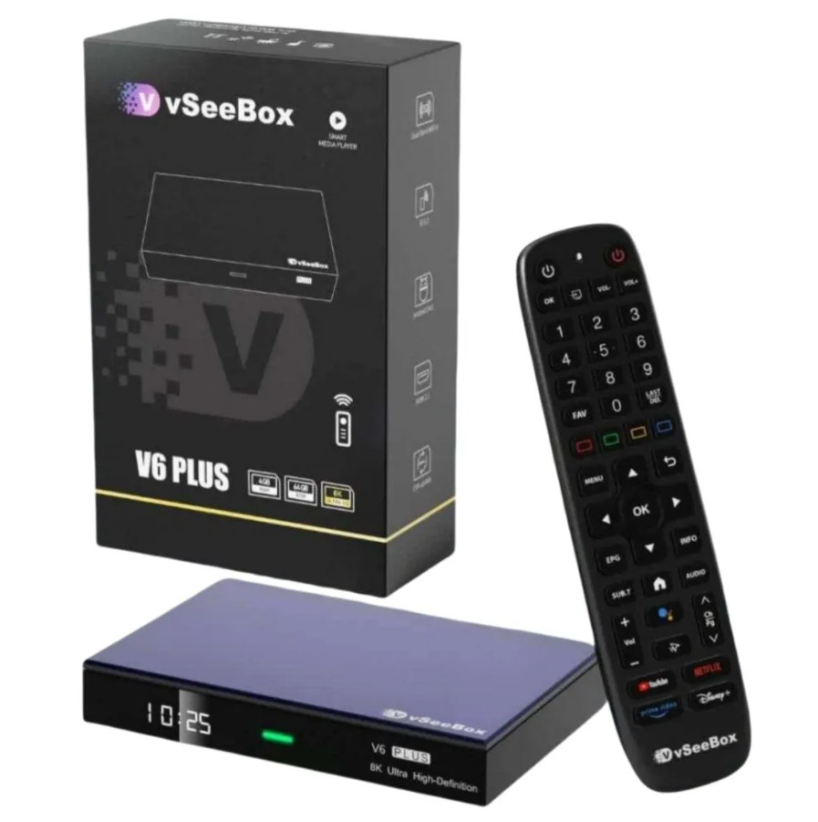 vSeeBox V6 Plus 8K UHD Streaming Media Player WiFi HDMI Black