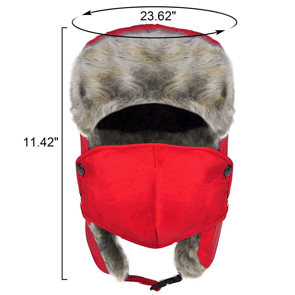 Warm Fleece Lined Hat Windproof Ski Cap with Ear Flaps/Mask for Cold Weather