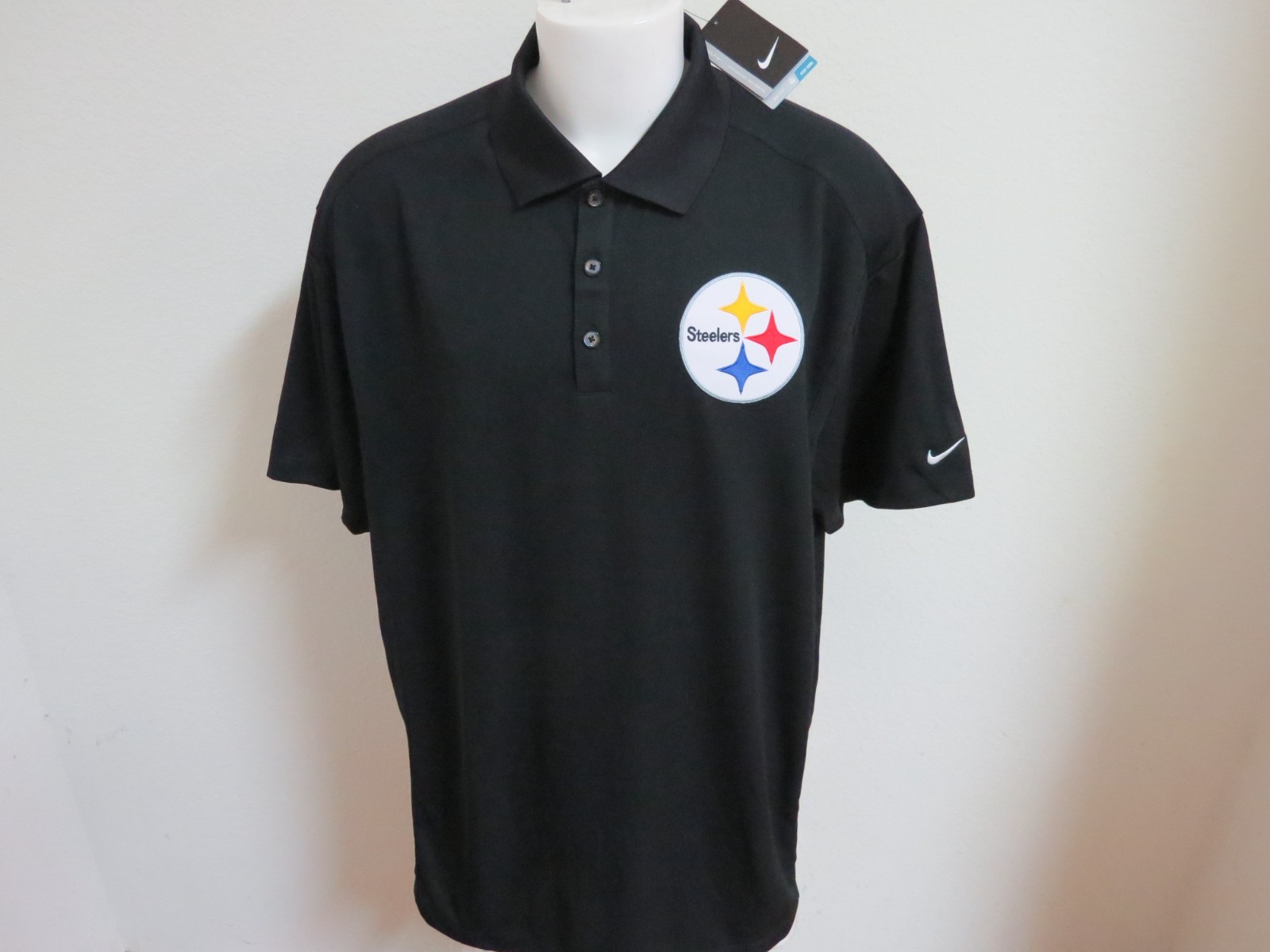 New M-3XL STEELERS Black Nike Dri-Fit Men's #02G Polo Shirt