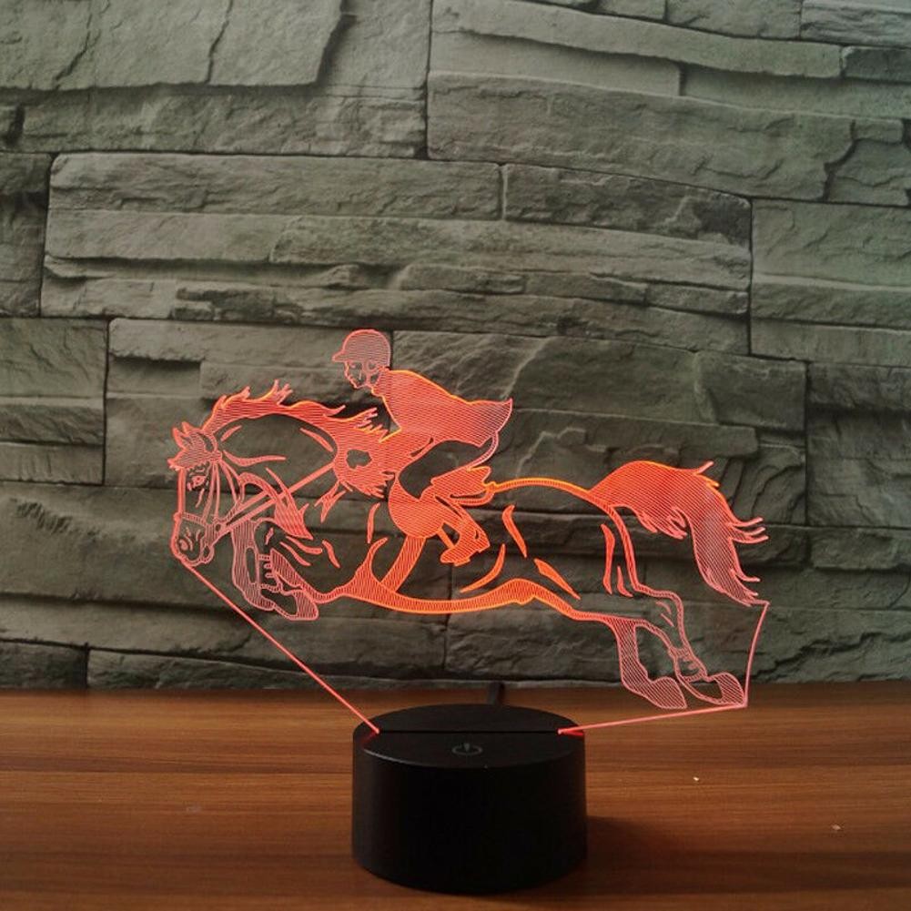 3D Illusion Night Light Horse Riding USB Touch Change Gift Light Home Decor