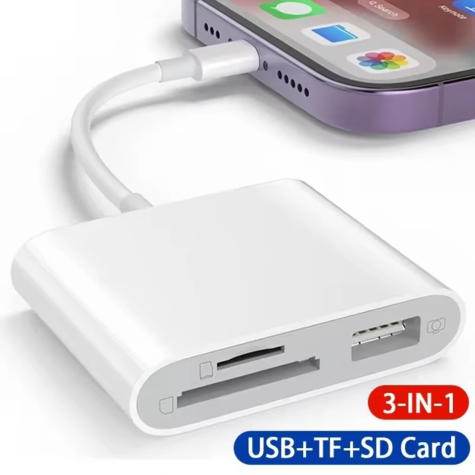 3 in 1 SD TF Card Reader for iPhone Lightning Memory Card Adapter iOS