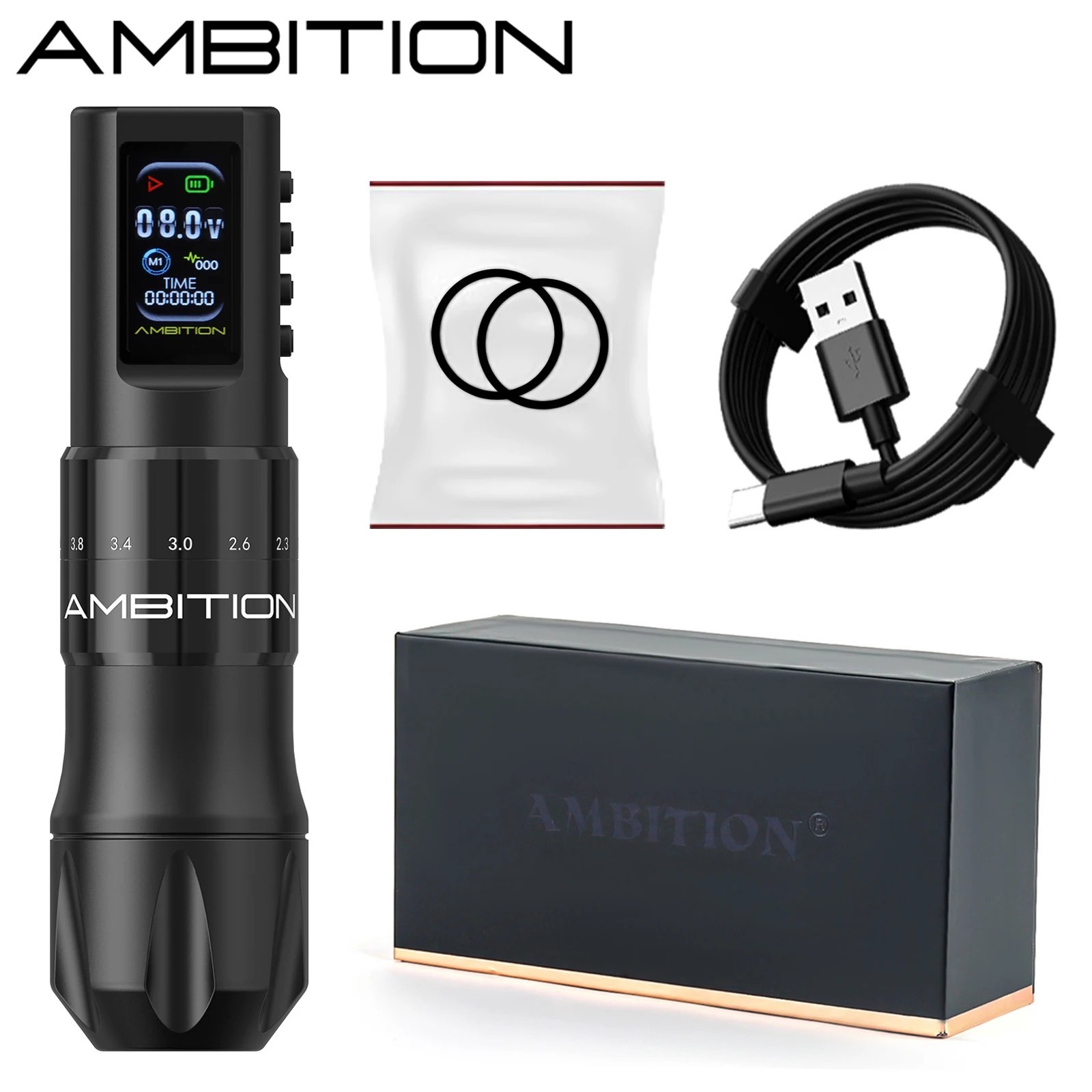 Wireless Tattoo Machine Pen Coreless Motor 1600mAh Battery Makeup Microplasty