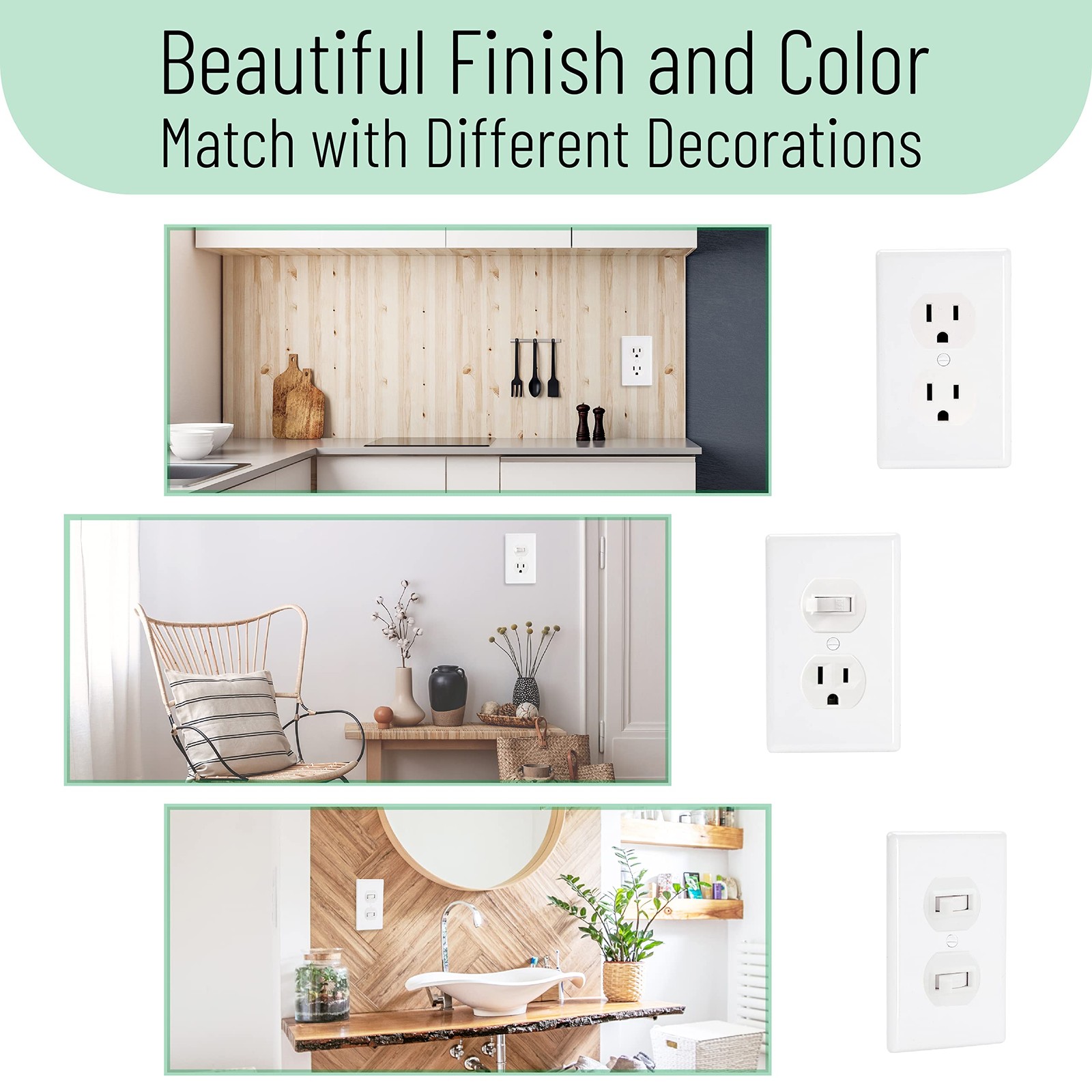 Bates- White Outlet Covers, Wall Plates, Pack Standard Size, 12 Pack,