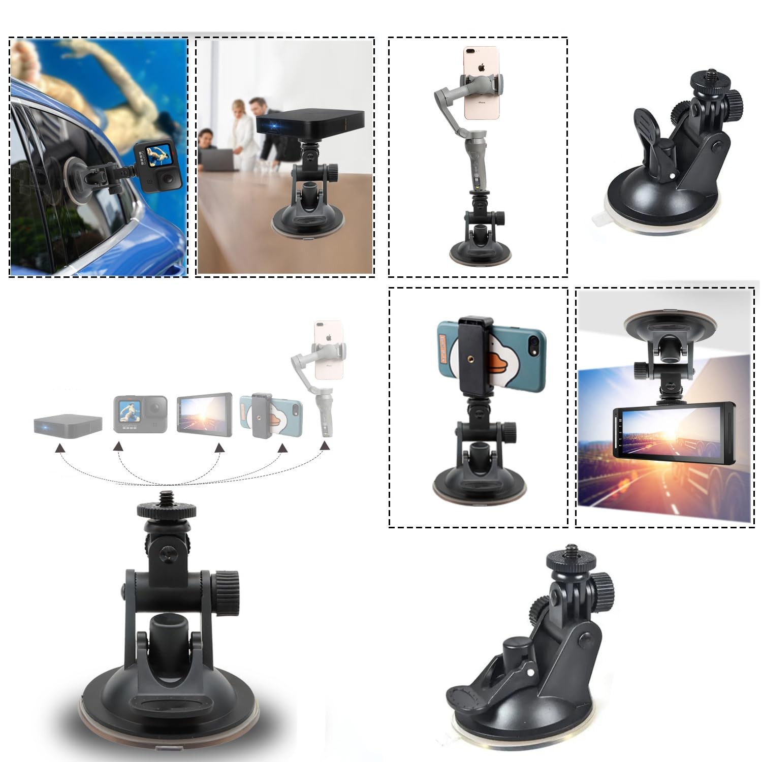 ThtRht 2 Pack Dash Cam Suction Cup Mount with 1/4 Screw Thread Black