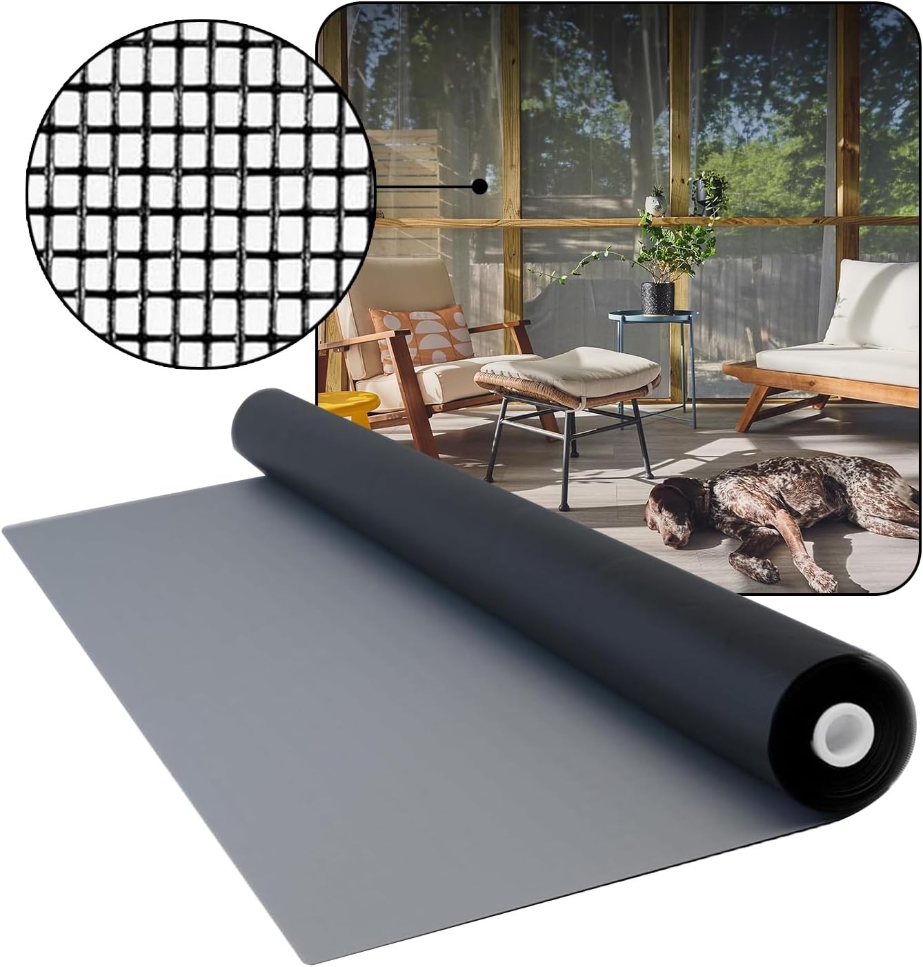 DOCA 96in x 100ft Window Screen Mesh Fiberglass Charcoal