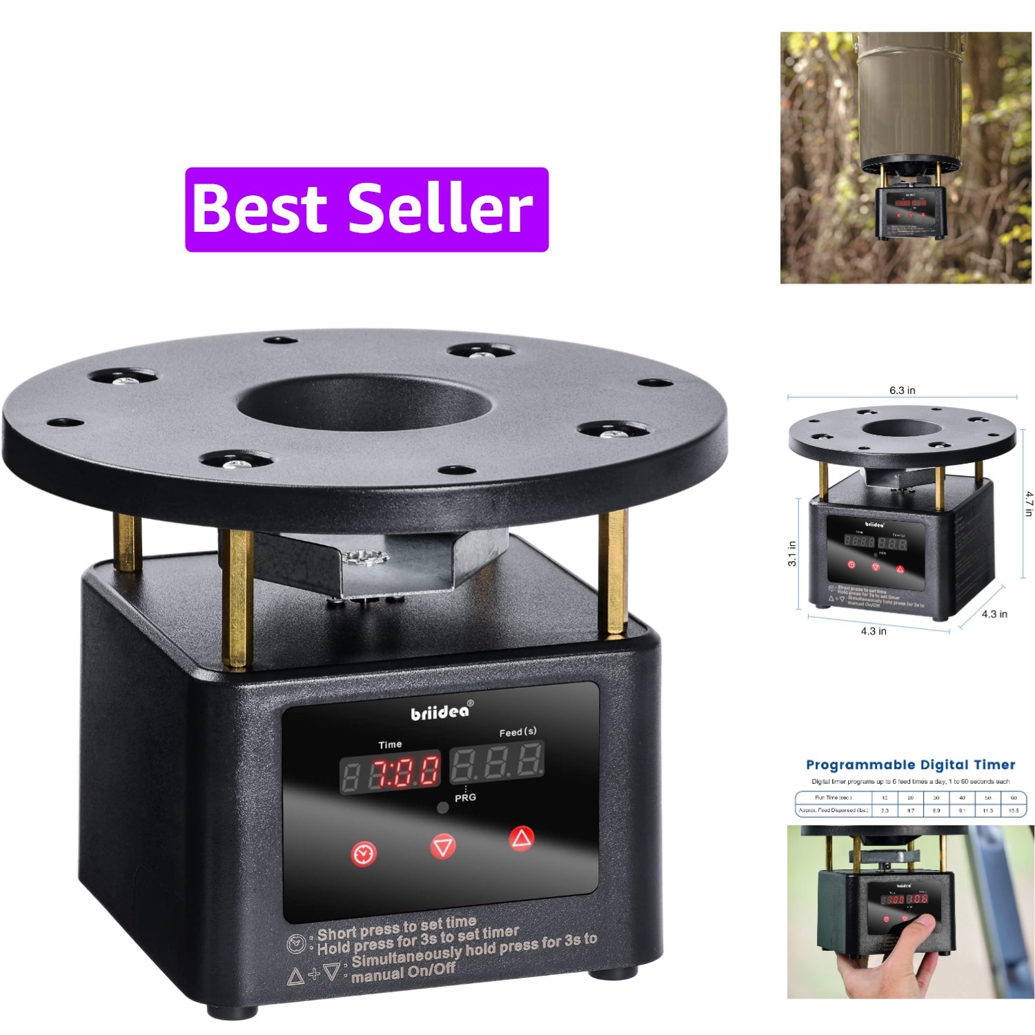 Deer Feeder Timer, All-in-One Deer Feeder Motor and Timer Kit with Programabl...