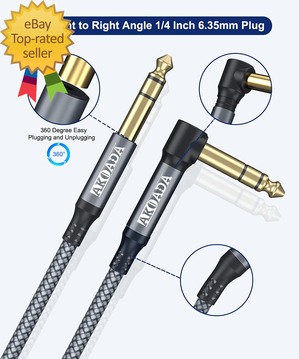 1/4 Inch TRS Audio Cable (2Pack 15FT) 6.35Mm Male Jack Balanced Stereo Cord,6.35