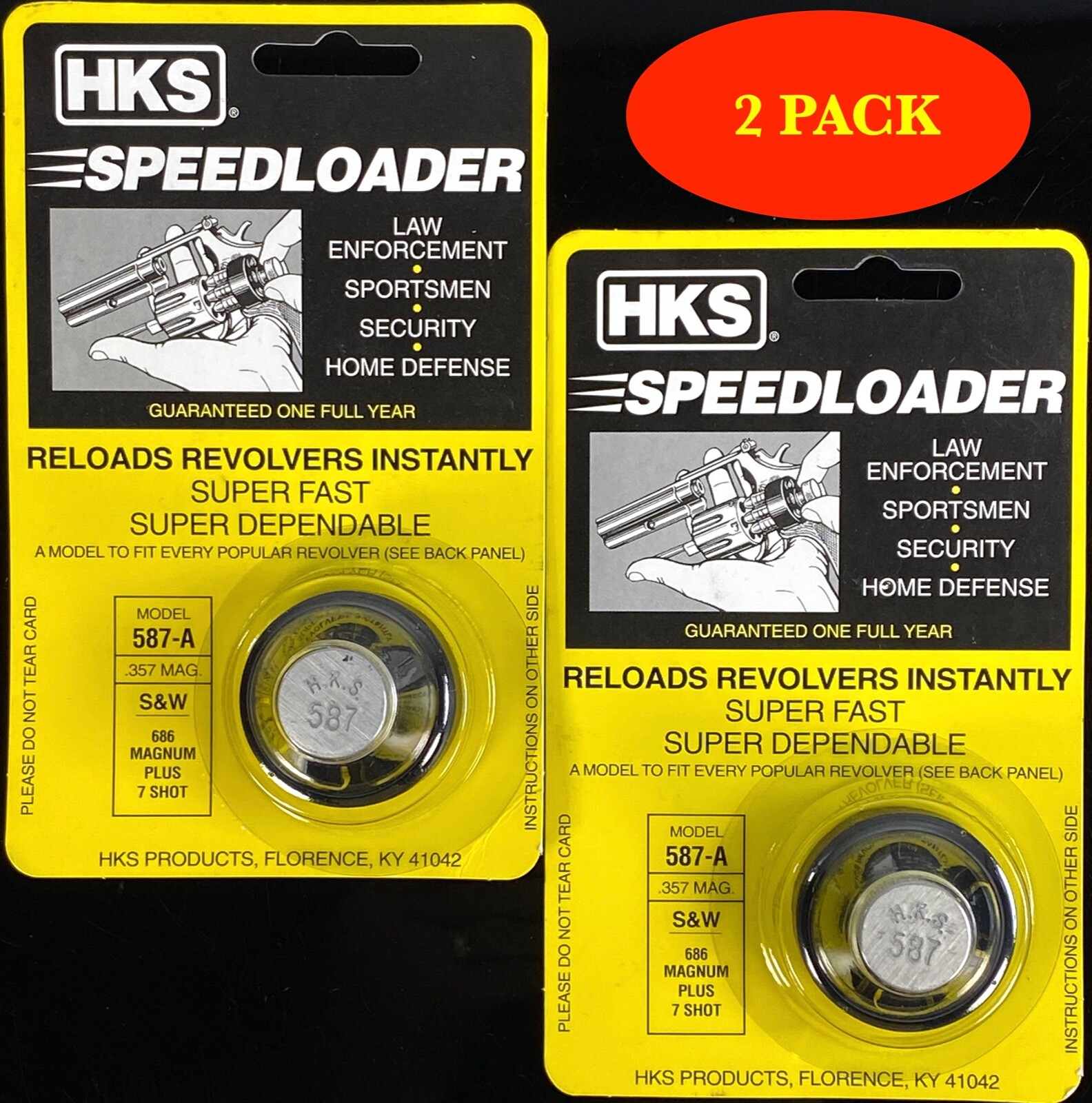 HKS 587A Speedloader 7 rd 38spl/357mag for S&W 686 Plus, Taurus 692  *2 PACK*