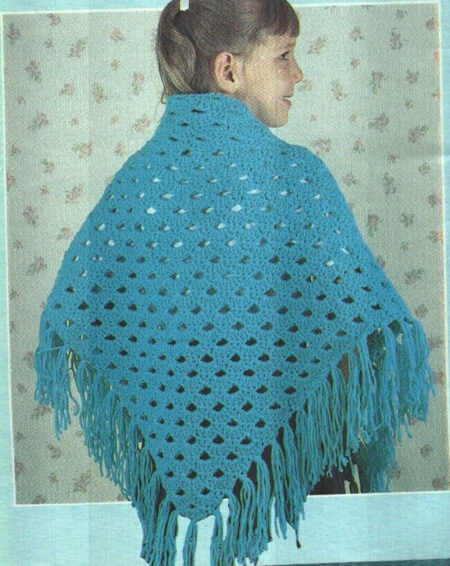 SHELL SHAWL WITH FRINGE WOMEN'S DIGEST SIZE CROCHET PATTERN INSTRUCTIONS