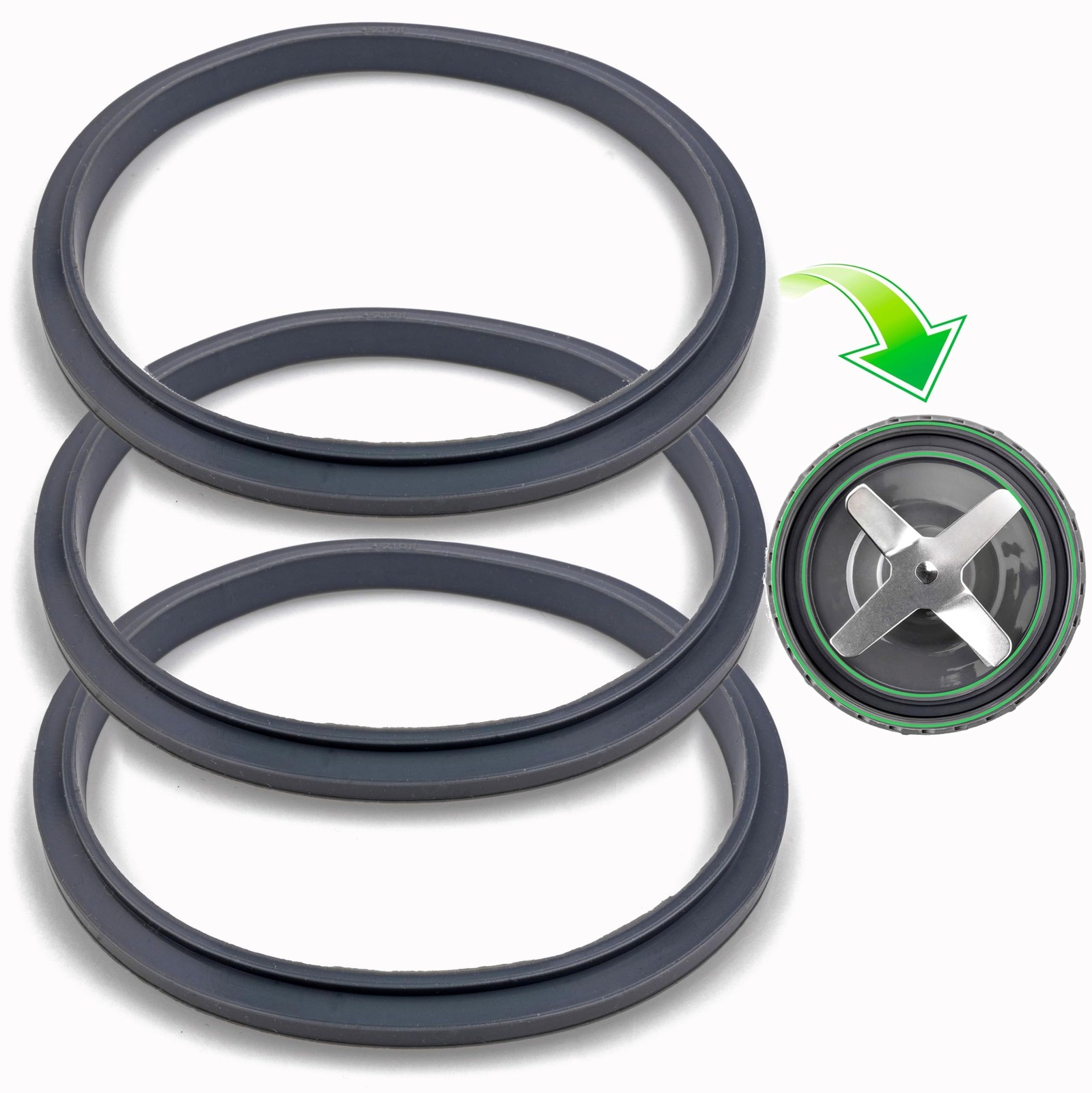 Blender Gasket Seal Ring Replacement 3 Count Gray Silicone Dual Lip 600W 900W