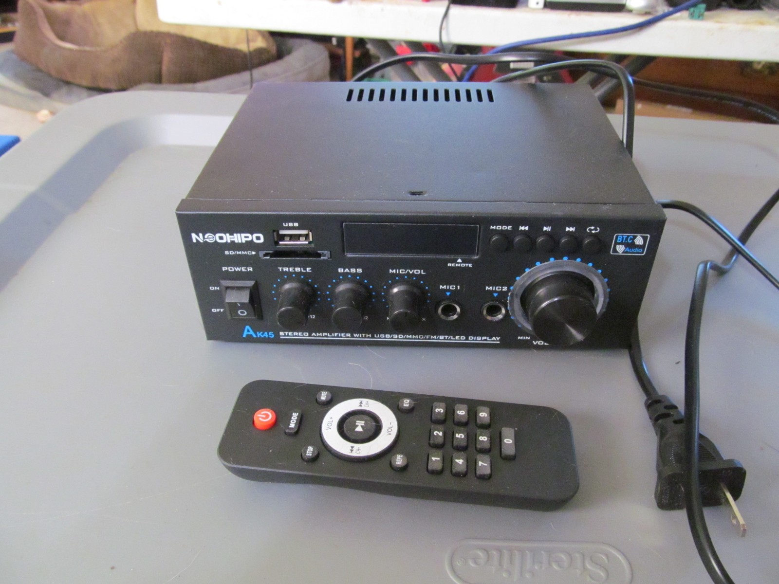 AK-45 Black Remote Control LED Display Audio Stereo Power Amplifier AO4068362