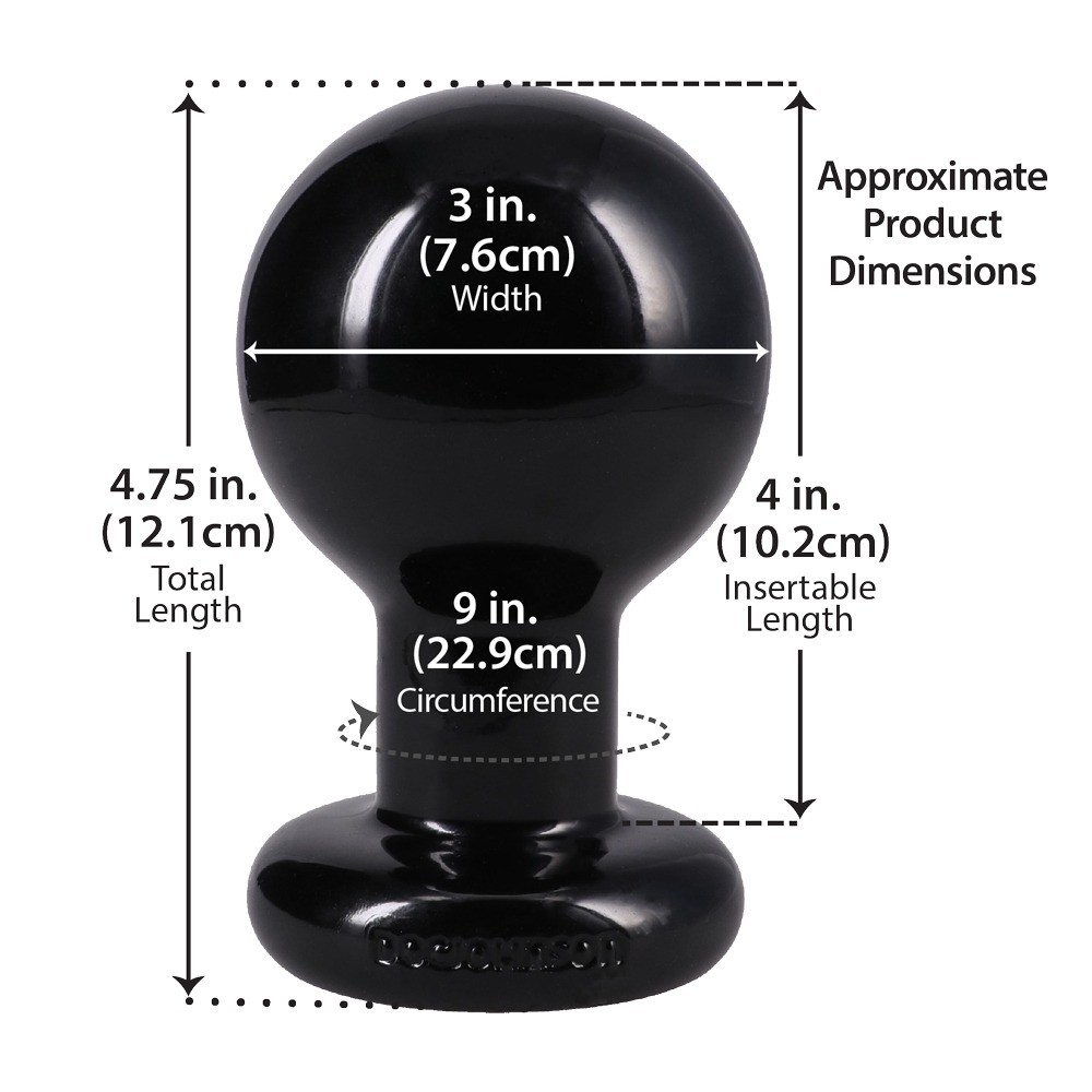 Round Butt Plug Large - Black