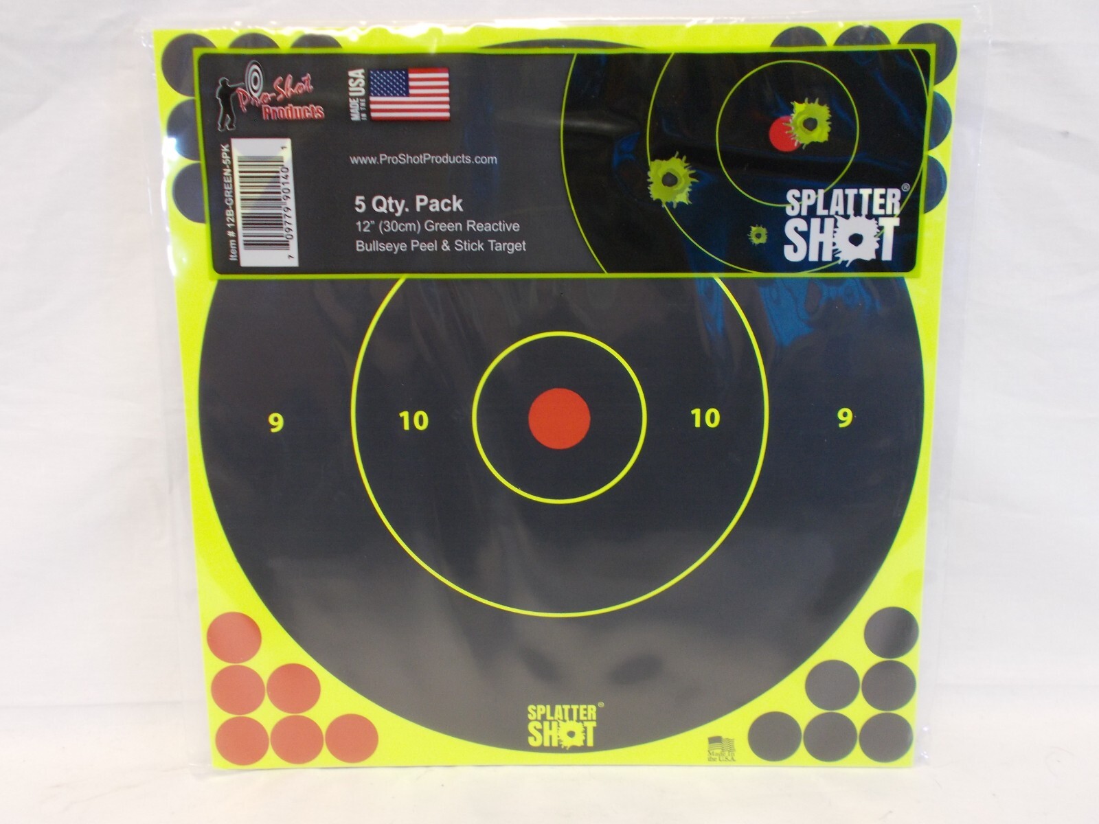 Pro-Shot 12in SplatterShot Bullseye Peel + Stick Target 5 Pack