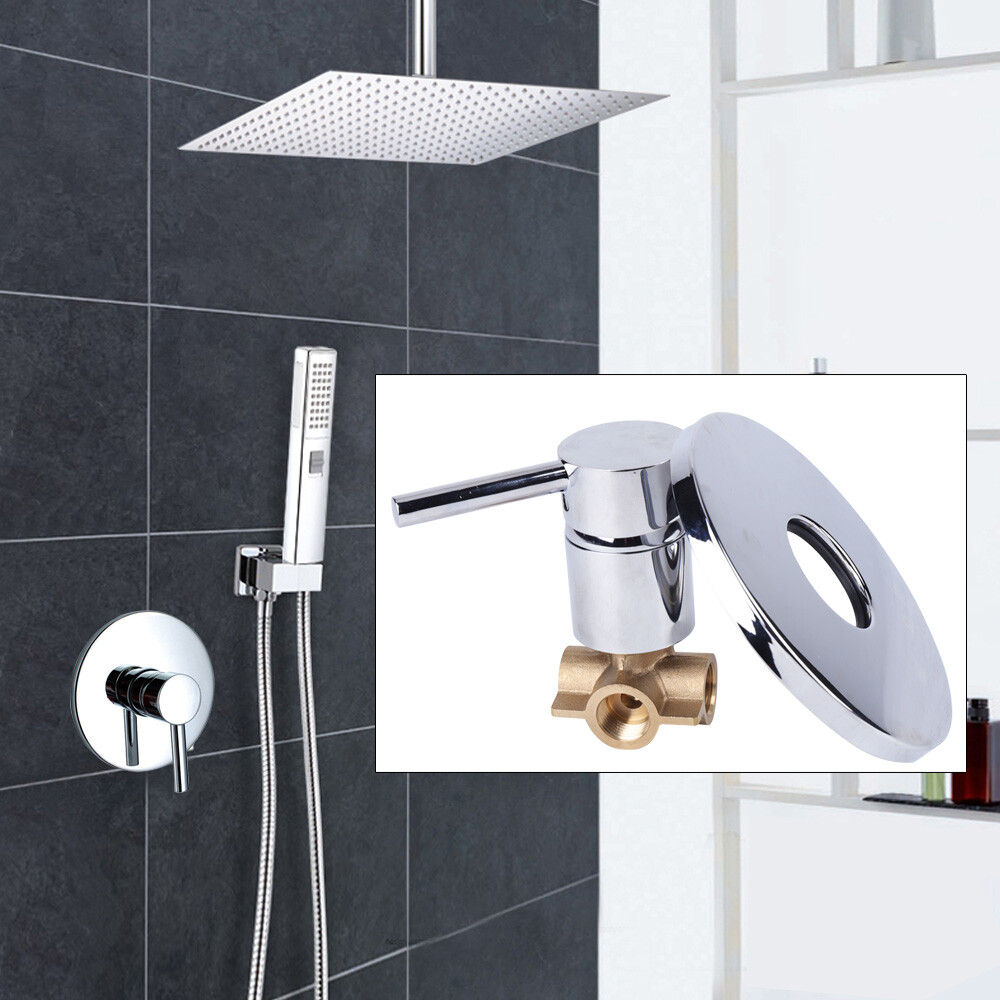 1 Handle Wall Mount Shower Tap Control Valve Brass Bath Mixer Faucet Hot & Cold