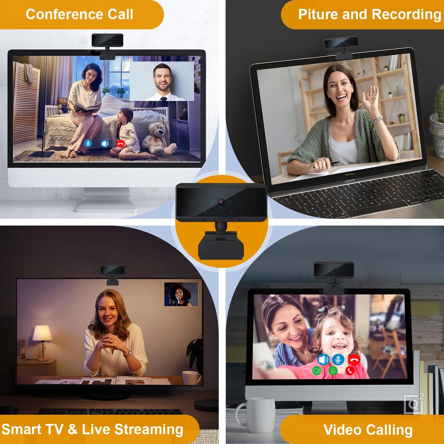 Wired USB Webcam With Microphone 1080P HD Autofocus PC Laptop Mac Camera