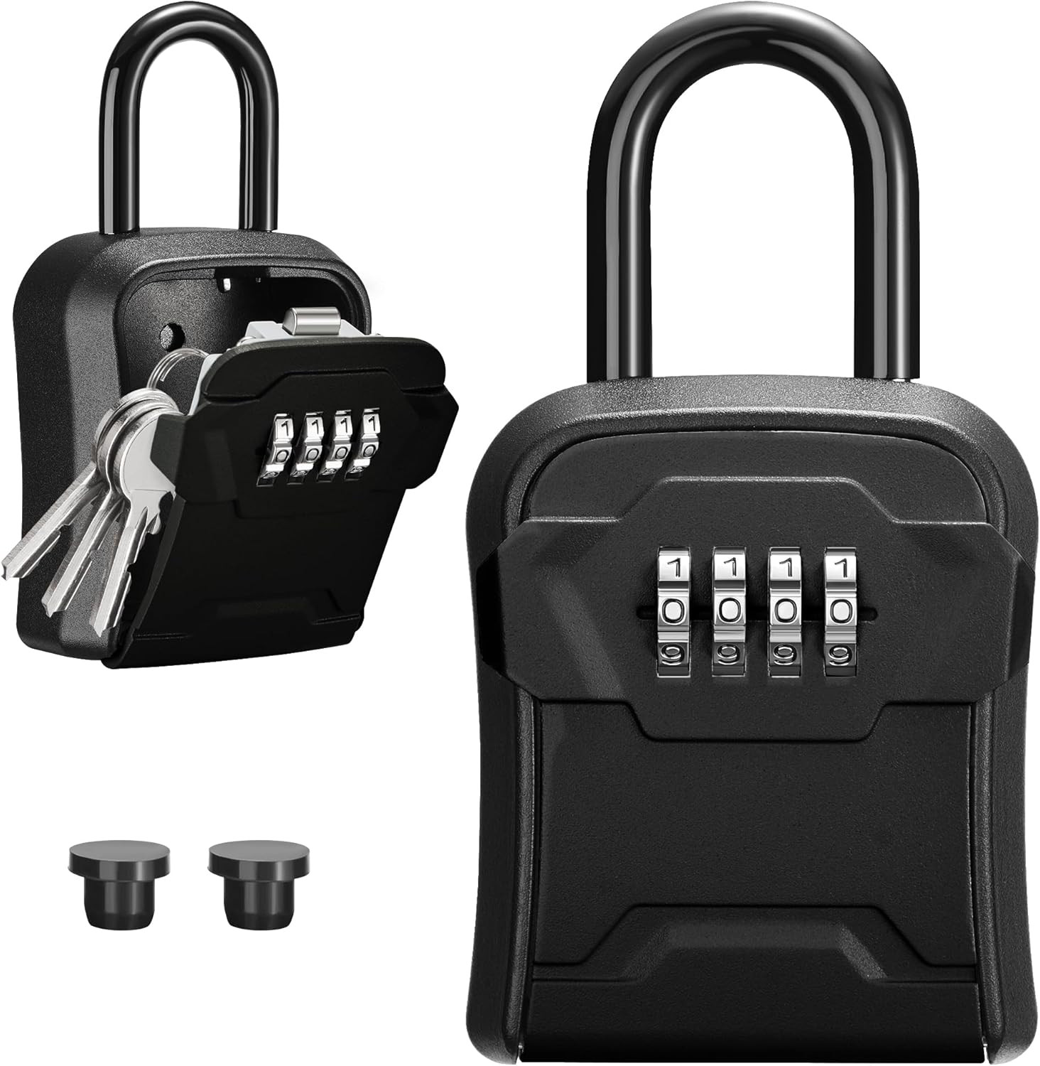 Key Lock Box Wall Mount Portable 4 Digit Combination Key Safe Black