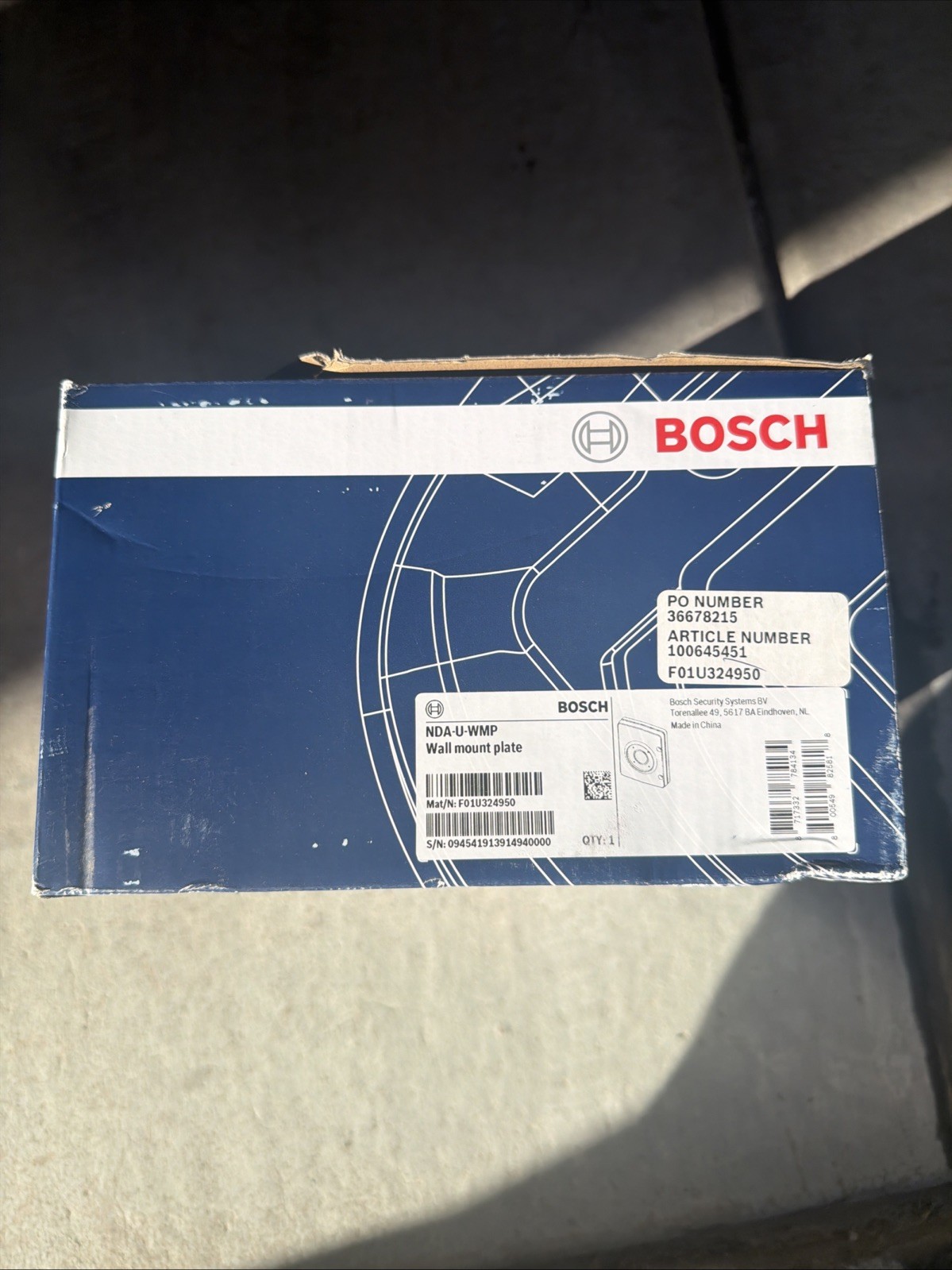 BOSCH NDA-U-WMP Wall Mount Plate Atlantis Power Supply Cover F01U324950 NEW