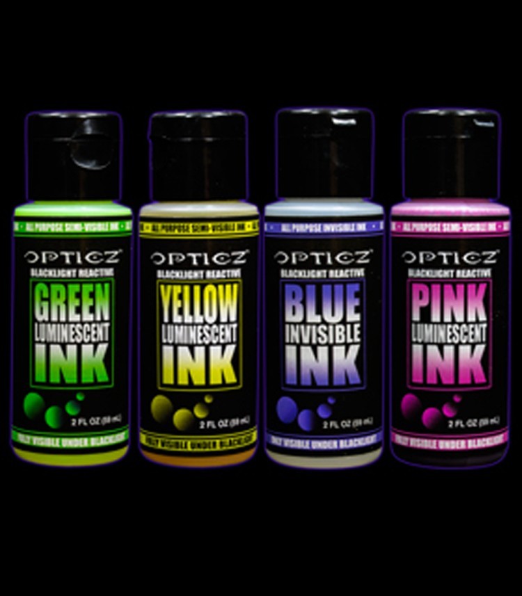 Opticz UV Blacklight Invisible and Daytime Visible Luminescent Ink- 2oz 4 Pack
