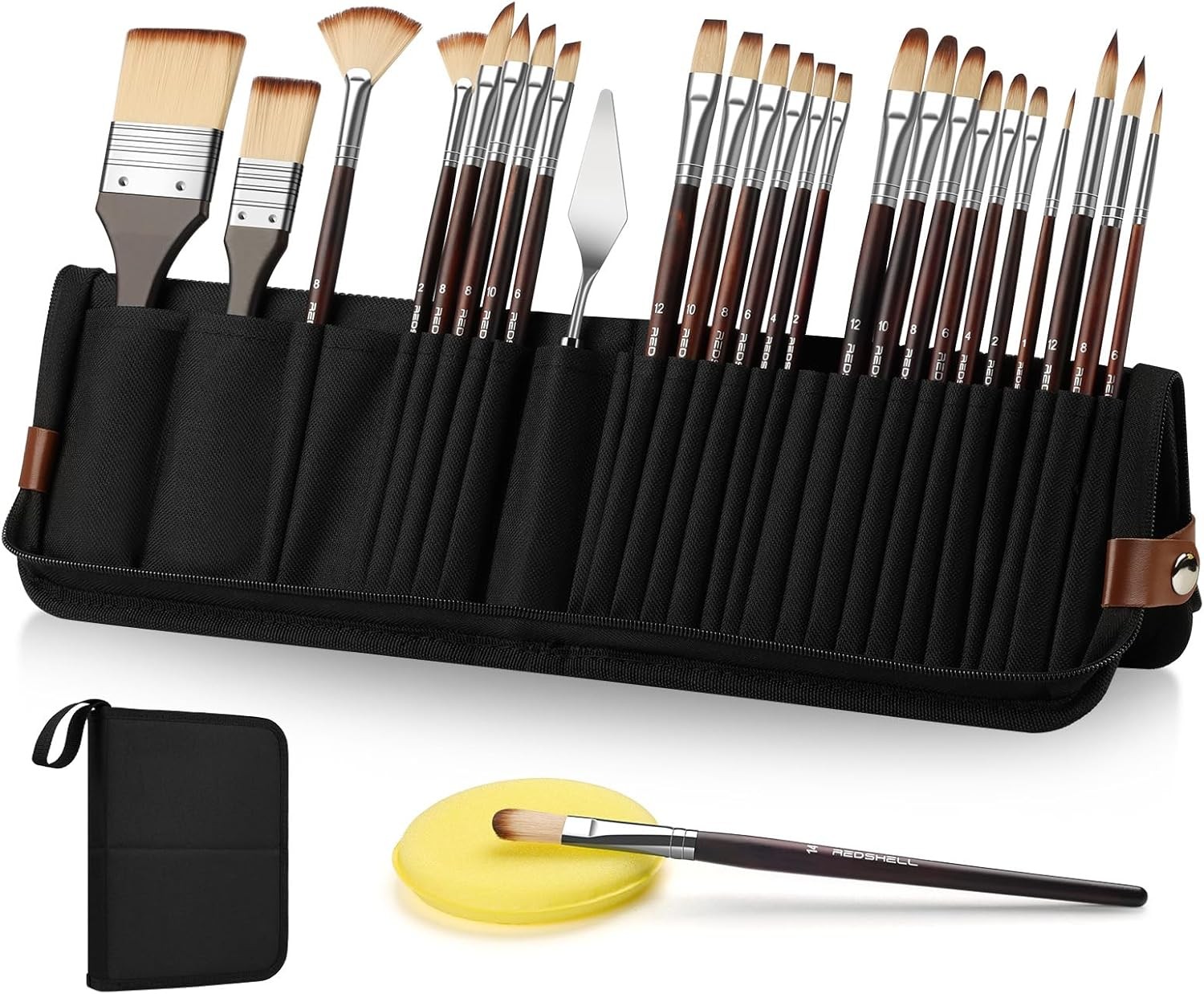 Watercolor Acrylic Paint Brushes with Flat, Filbert, Fan, Dagger, Cat Tongue