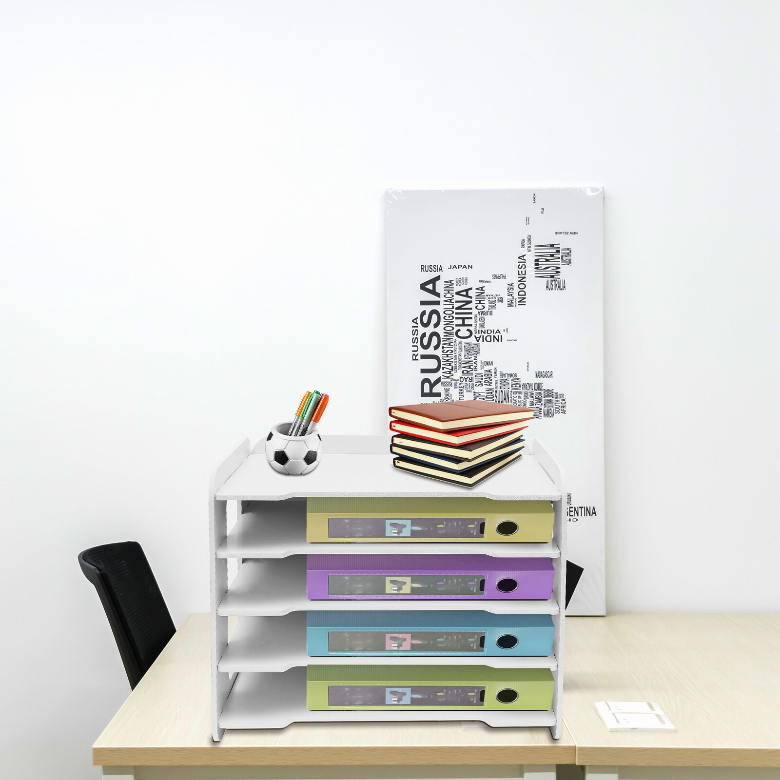 Stackable File Organizer Tray Desk Desktop Paper Document Tray Holder 5 Tiers