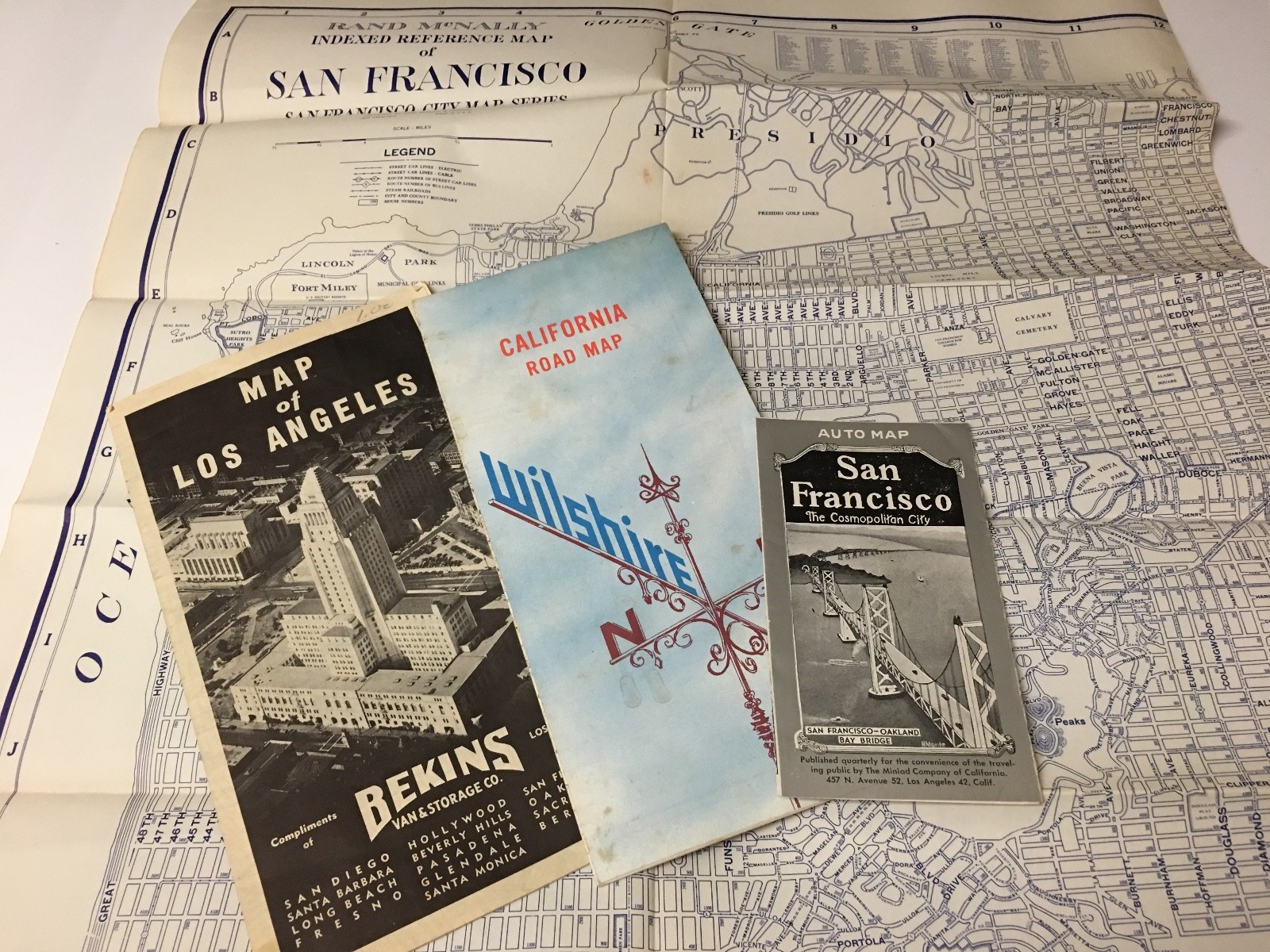 CALIFORNIA  GROUP OF  ROAD MAPS  VINTAGE 4 MAPS