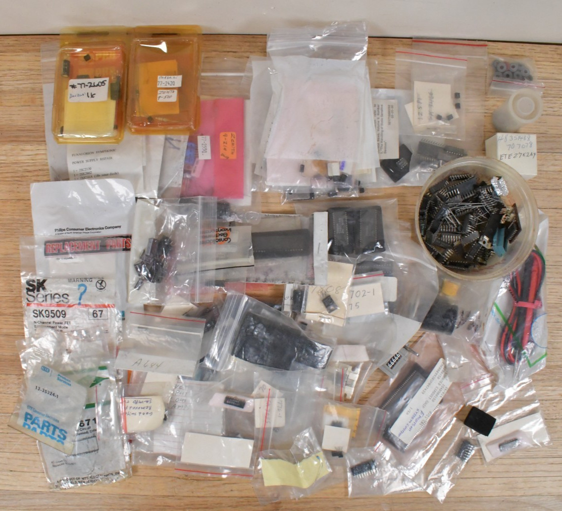 LOT of Transistors Logic Chips Resistors etc Vtg TV VCR Radio Parts for Repair