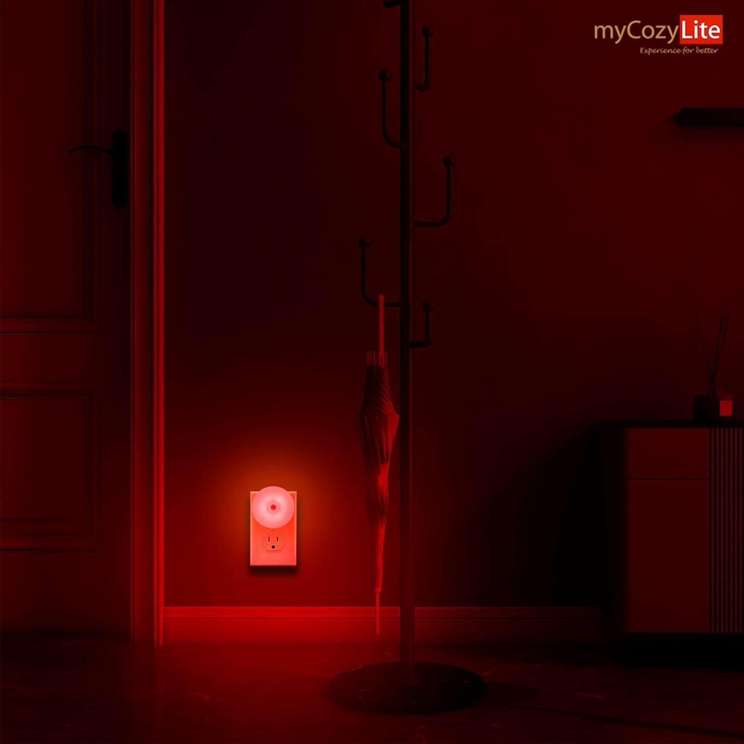 Compact Red Motion Sensor Night Lights - 2 Pack for Safe Sleep & Navigation