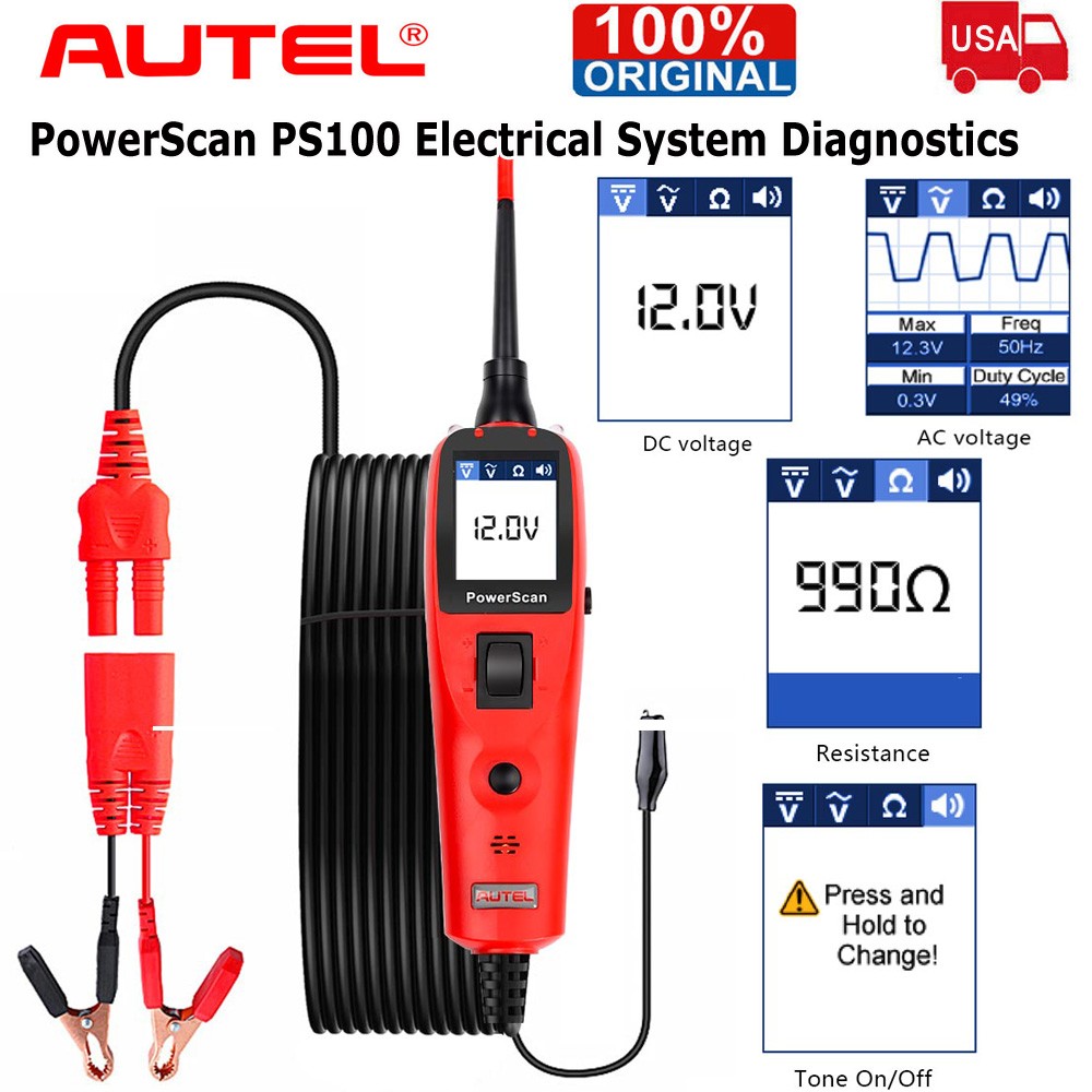 Autel PowerScan PS100 Circuit Tester Electrical System Diagnostic Probe 12V/24V