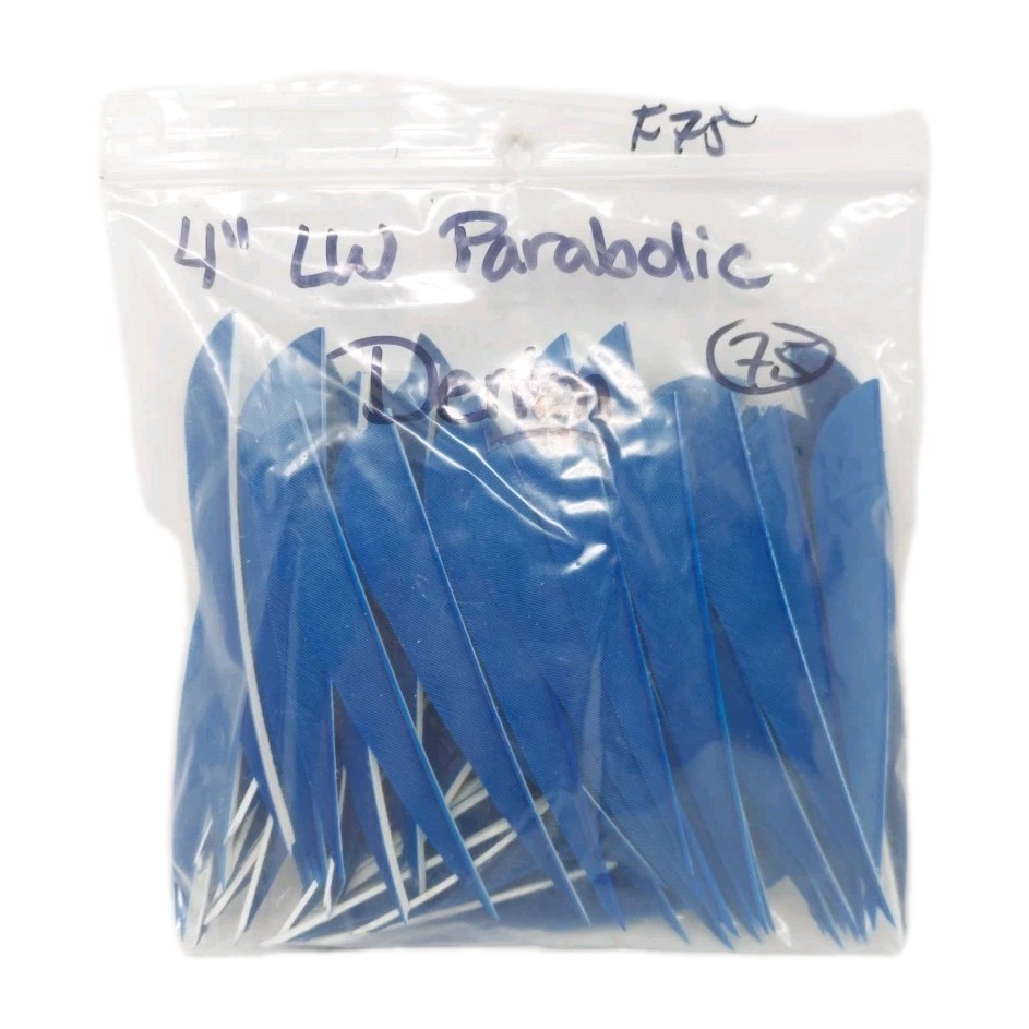 75 Count Archery Arrow Feathers 4" Left Wing: Parabolic Denim Blue