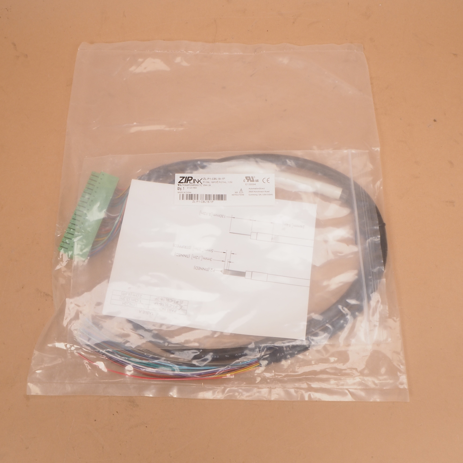 ZIPLink ZL-P1-CBL18-1P PLC I/O Cable