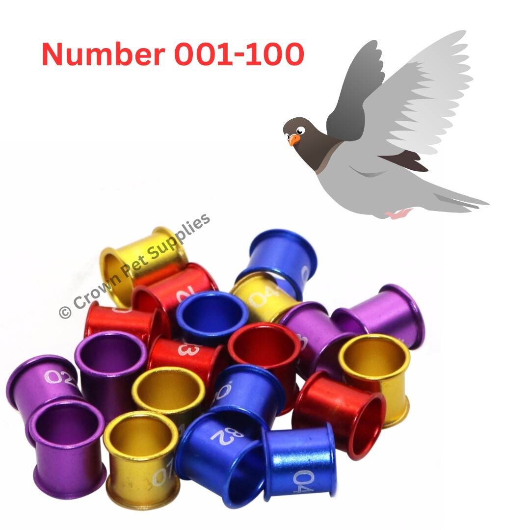 100 Pcs 8mm Pigeon Aluminum Foot Rings Bird Bantam Chicks Quail Doves No 001-100