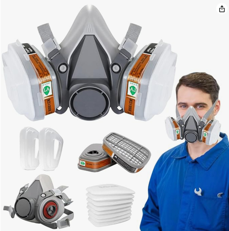 15in1 Respirator Half-Mask Gas Mask Dust Mask Paint Mask with Replaceable Filter