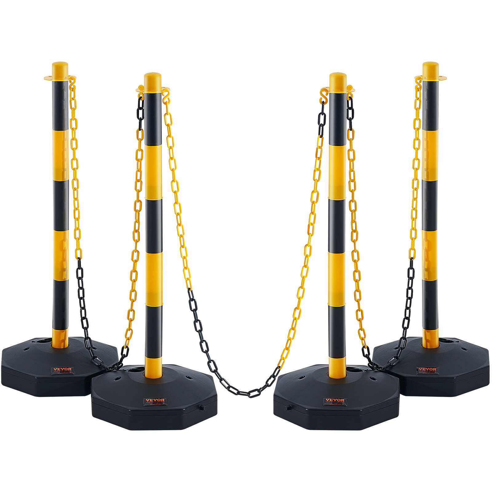 VEVOR 4PCs Traffic Delineator Post Cones with Fillable Base 8FT Chain Adjustable