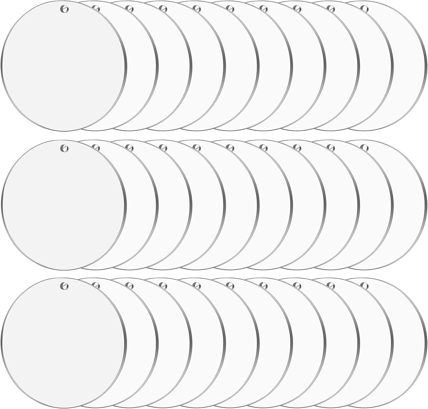 Cludoo 4 Inch Acrylic Ornaments Blanks, 30pcs Clear Round 4