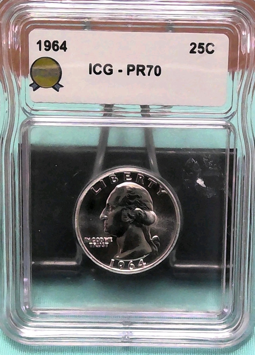 1964 Washington Quarter 25C Proof Silver ICG PR70