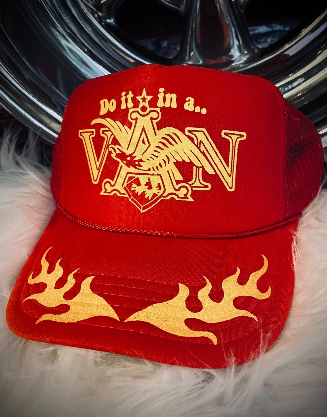DO IT IN A VAN red trucker hat budweiser boogie ford chevy shorty dodge vintage