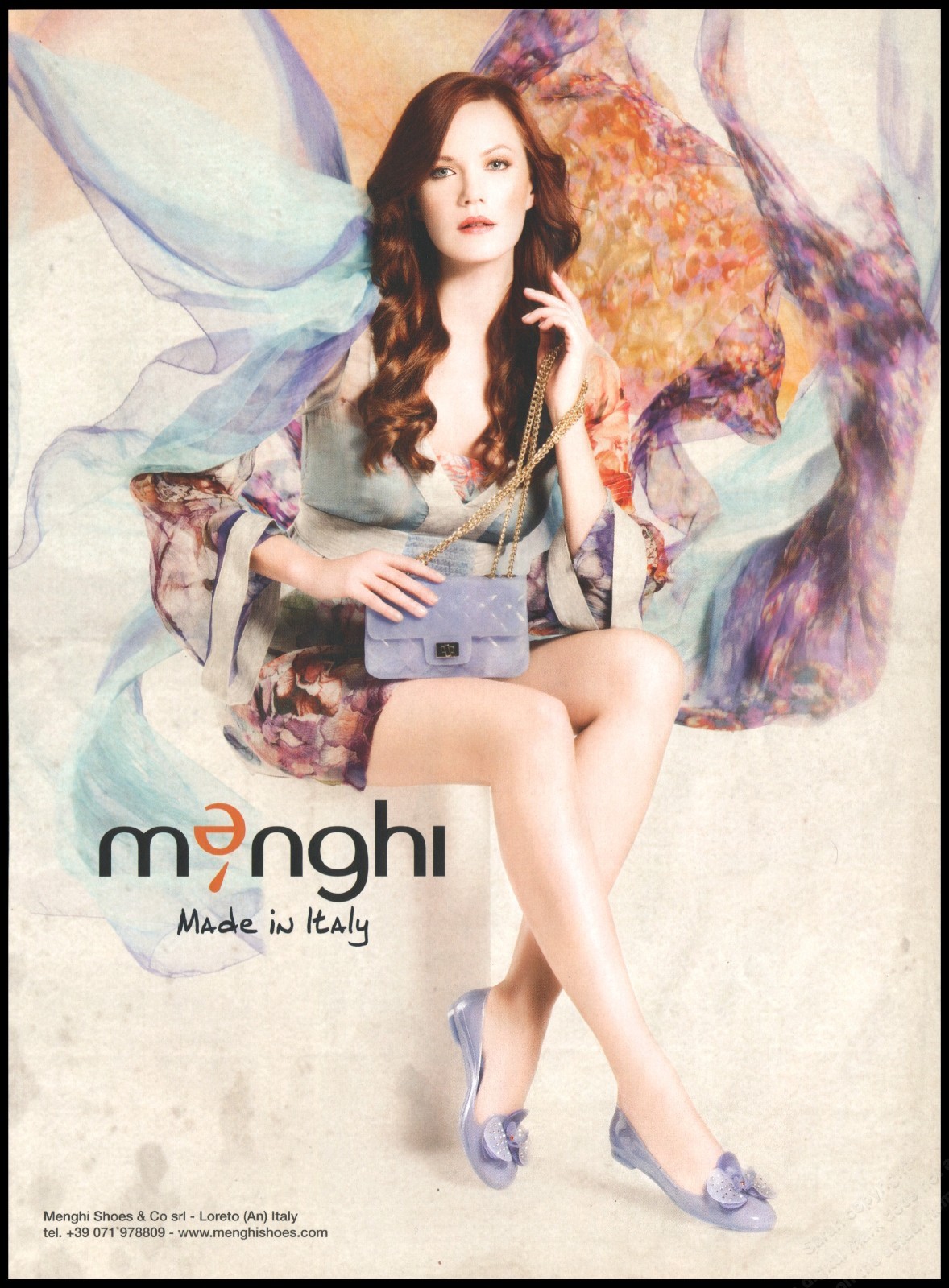 Footwear Menghi Magazine Print Ad Women Fashion Long Legs shoes 2015-1pg