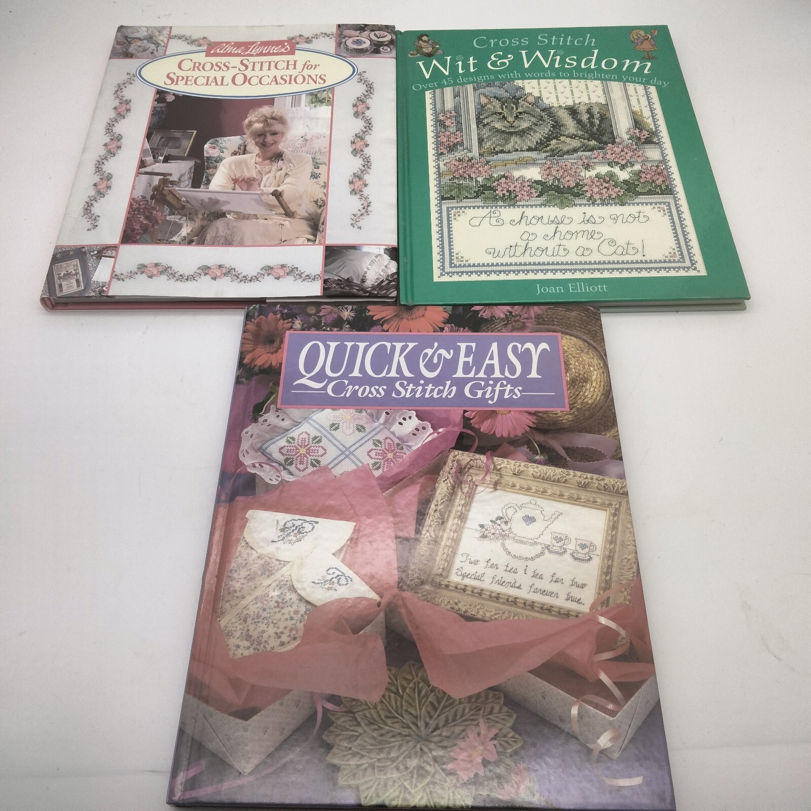 Lot of 3 Cross-Stitch Hard Back Books Assorted B