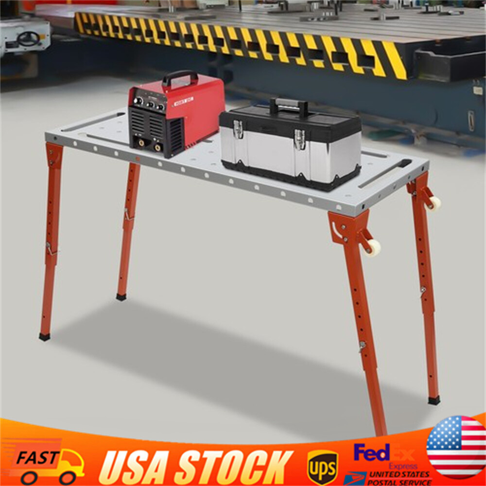 Welding Table 46" x 18" 1000LBS Folding Workbench Adjustable Height 13-21inch