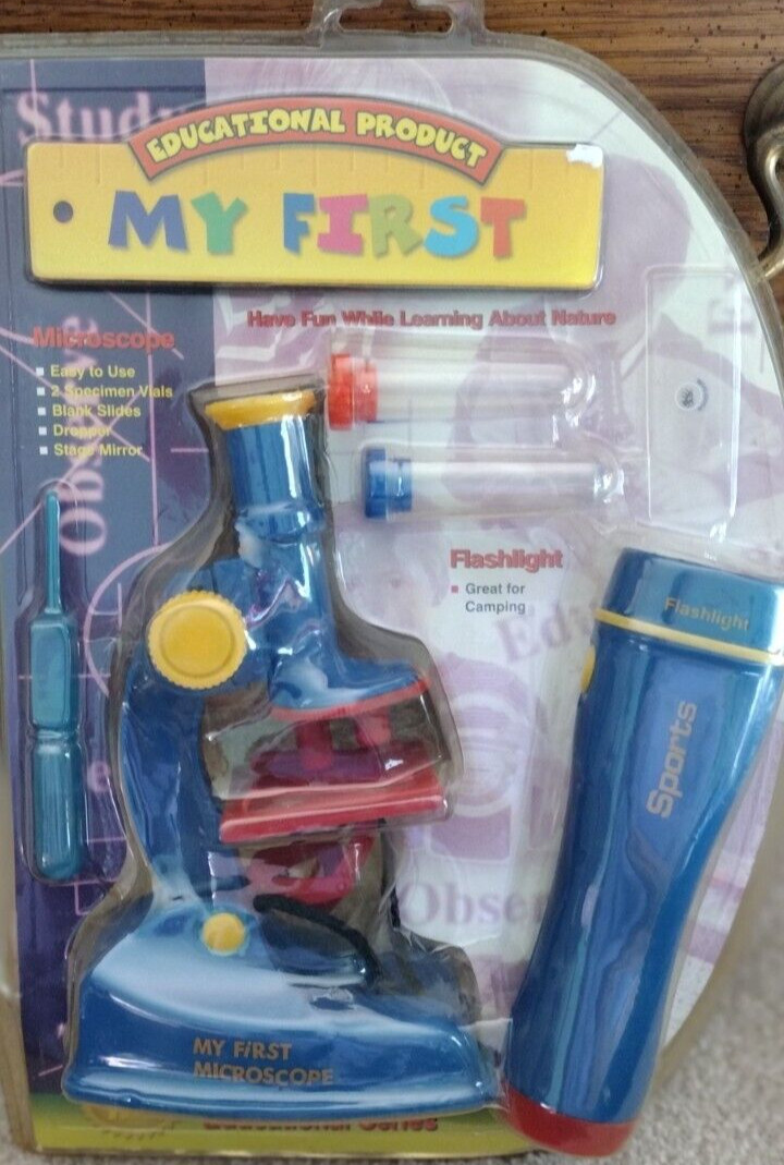 Vintage Sakar My First Microscope & SPORTS FLASHLIGHT~ FACTORY SEALED