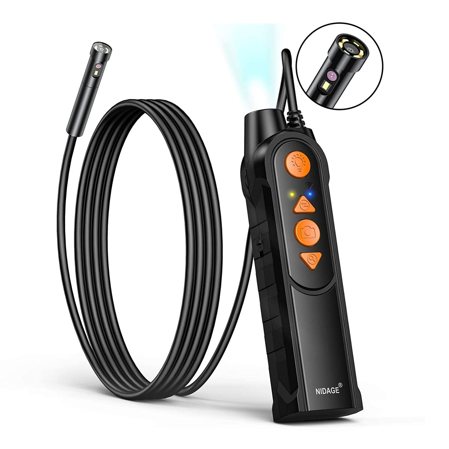0.197Inch Dual Lens Wireless Endoscope Camera, NIDAGE 5.0Mm Ultra-Slim Automotiv