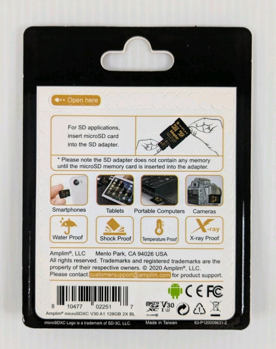 AMPLIM 128GB MicroSDXC with SD Adapter 2 Pack NEW