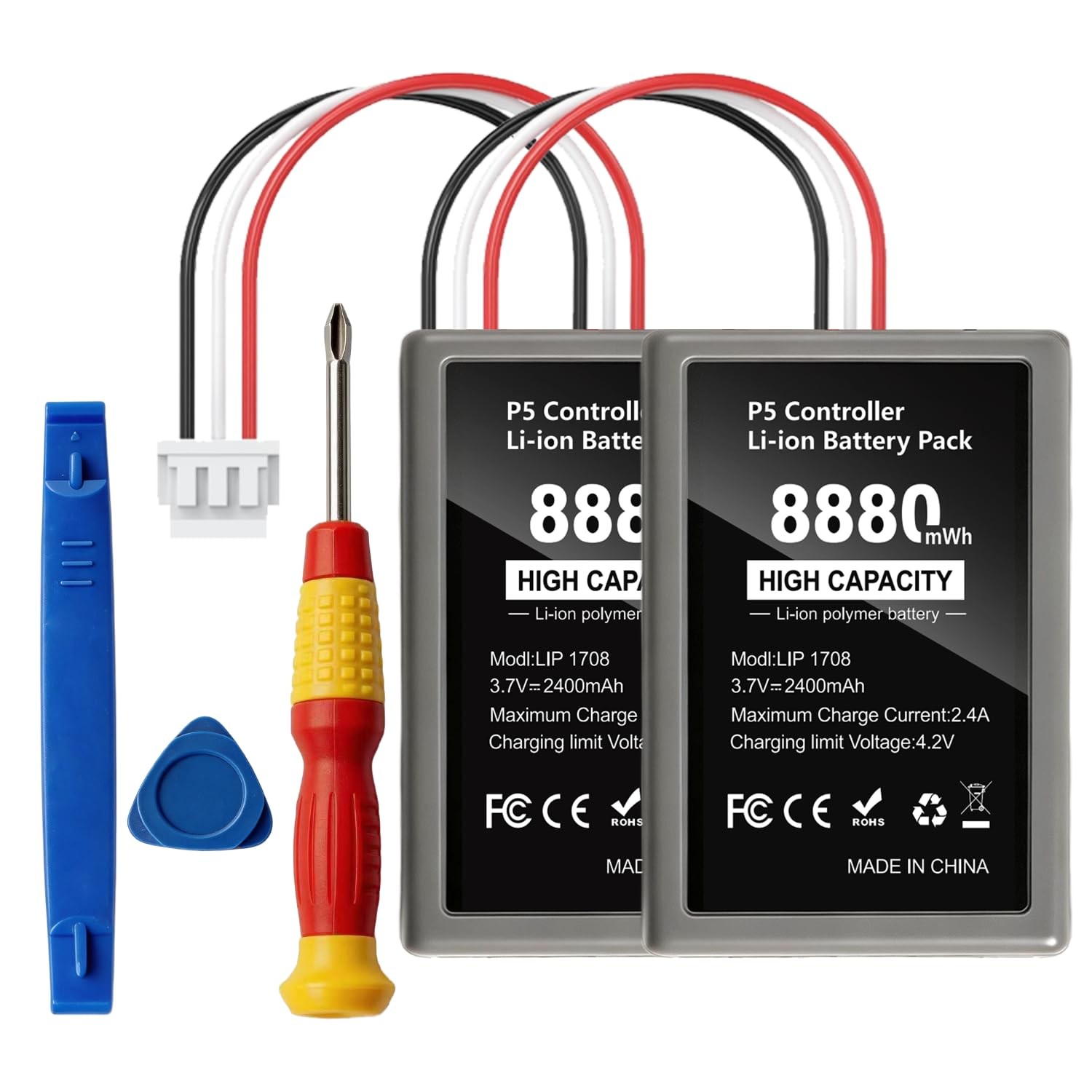 GKHERD 2-Pack 8880mWh PS5 Controller Battery Replacement High Capacity