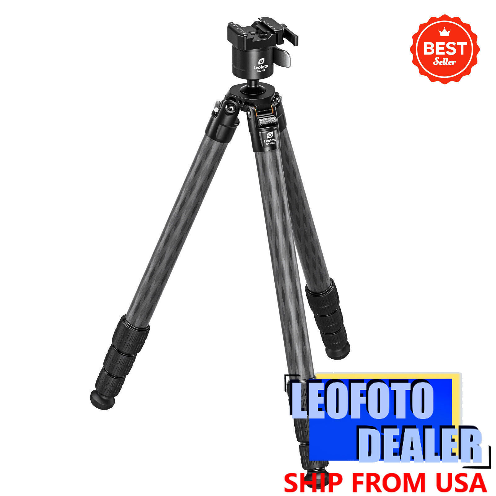 Leofoto SA-324CX+MA-40X Arca&Picatinny Clamp Lever-Release Tripod w ballhead NEW