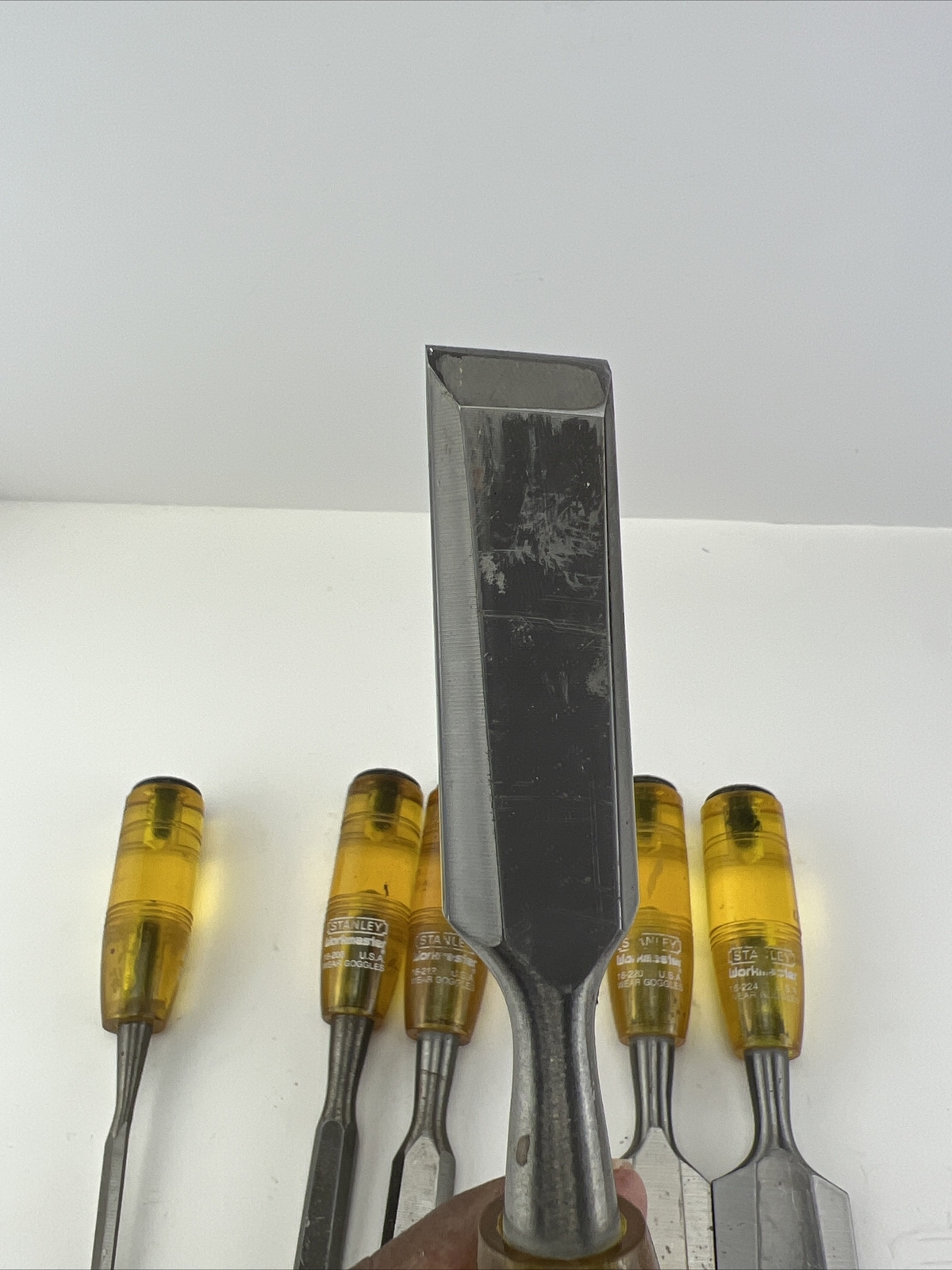 Vintage Stanley Workmaster 6 pc Bevel Edge Paring Chisel Set Made In USA.