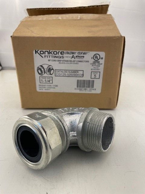 Konkore CG125-105090KON 1-1/4"Cord Grip Male Conn Steel, 90Deg.95-1.05"priced/pc