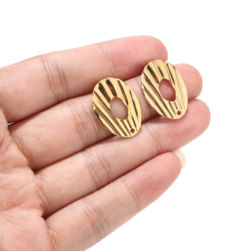 18k Gold Stainless Steel Earring Post with hole for diy Women's Earring Making