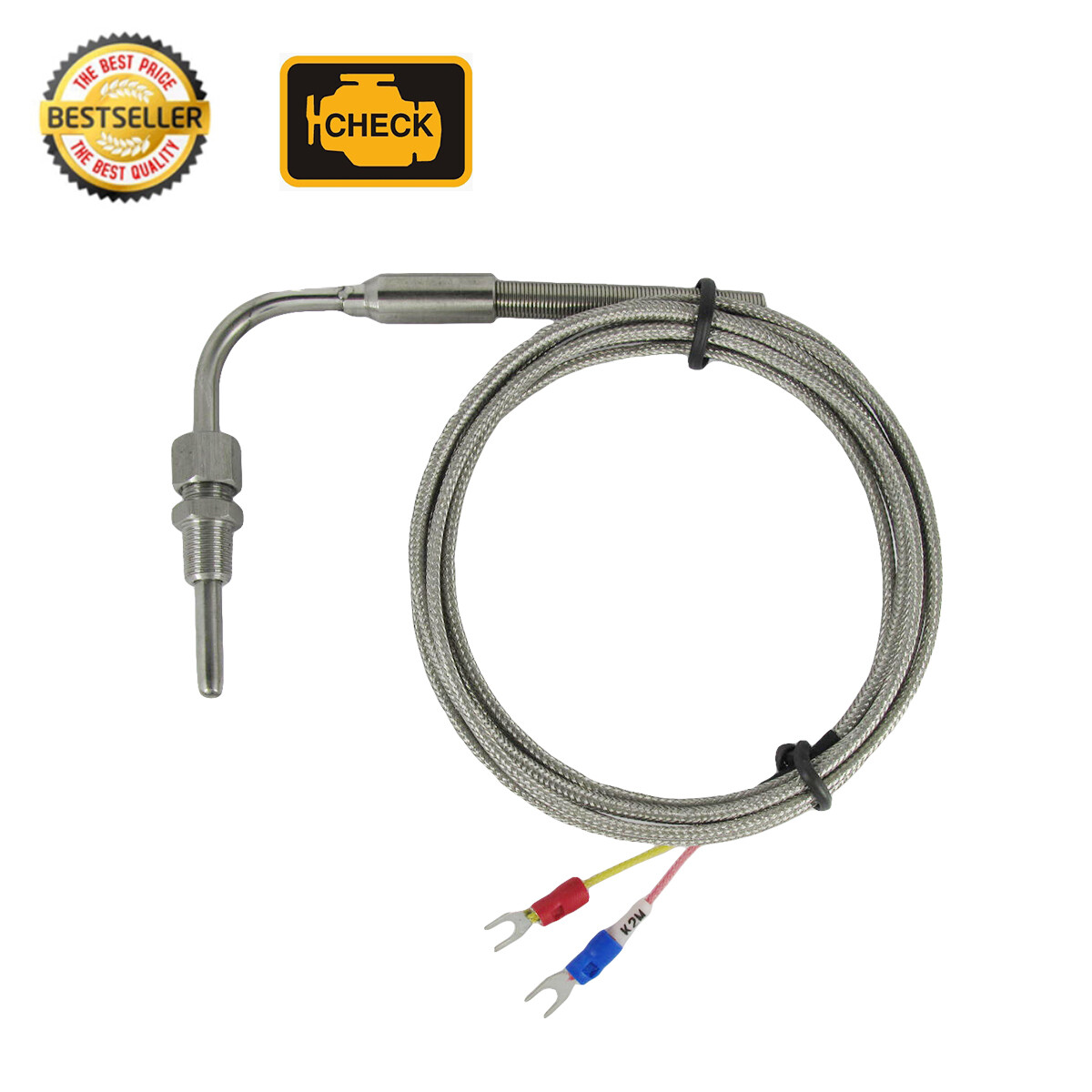 EGT Temperature Sensors K type 90° Bend Probe with 1/8" NPT & 3-16 ft Cable