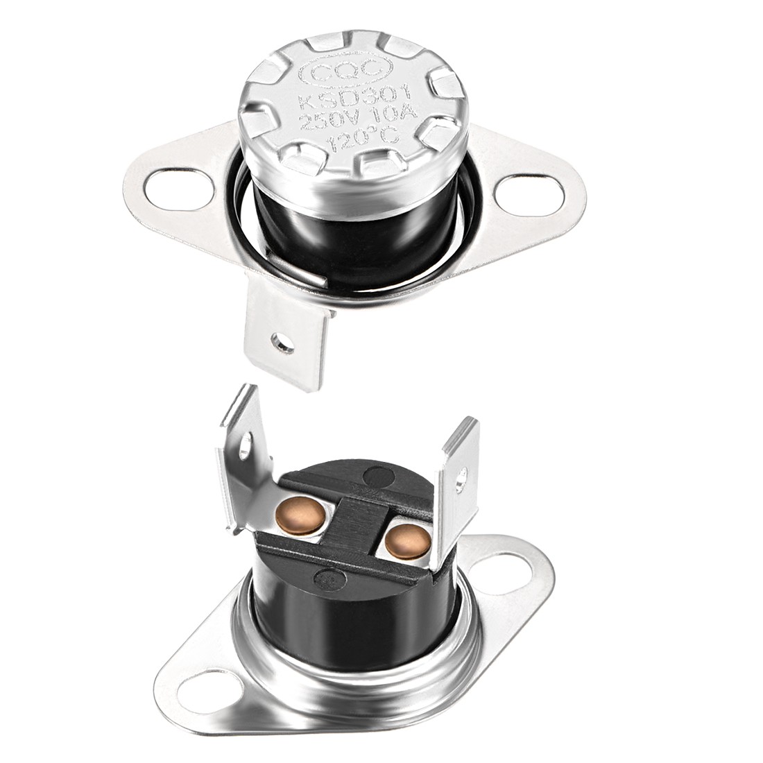 2Pcs Temperature Control Switch Thermostat 120°C 10A NC 6.3mm Pin